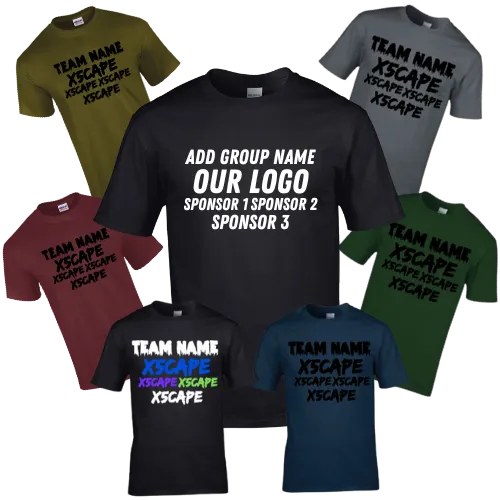 X5CAPE Custom T-Shirt With Sponsors - Dark Colours