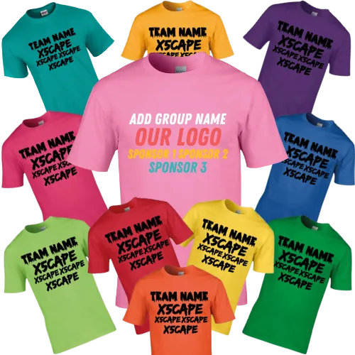 X5CAPE Custom T-Shirt With Sponsors - Hot Pink
